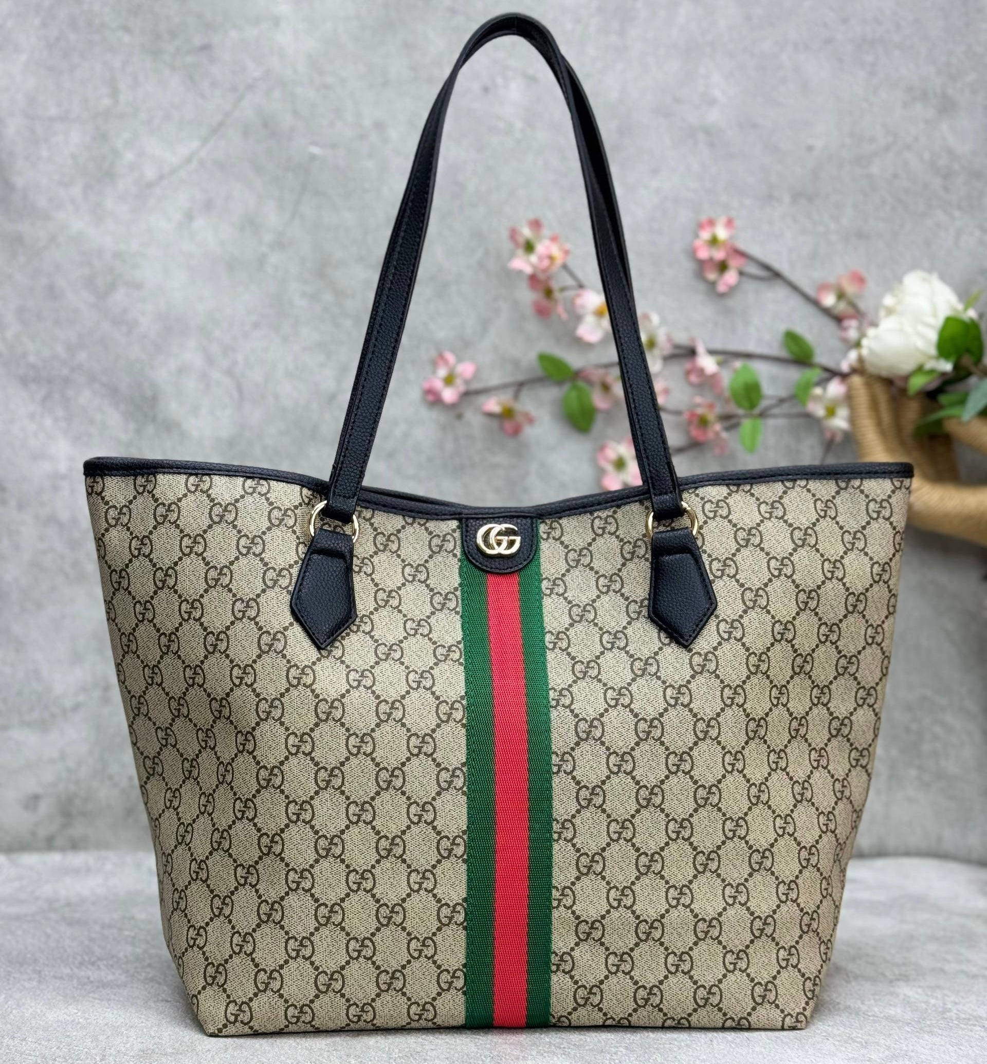 Gucci Ophidia Canvas Black Tote Bag Large