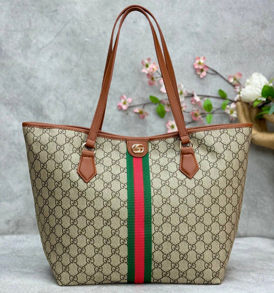 Gucci Ophidia Canvas Brown 2 Tote Bag Large