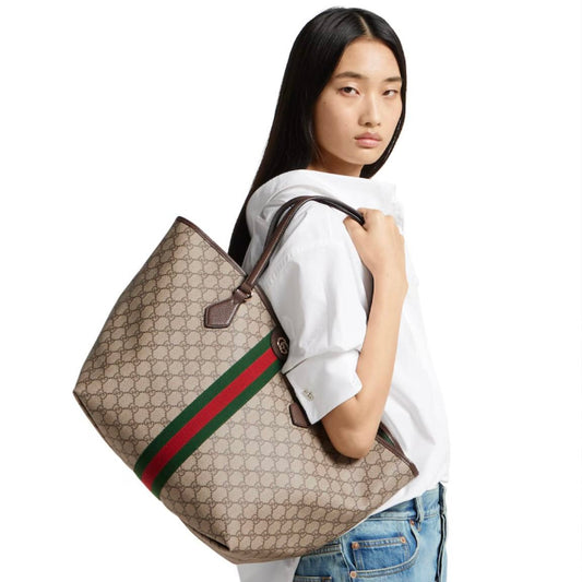 Gucci Ophidia Canvas Brown 1 Tote Bag Large