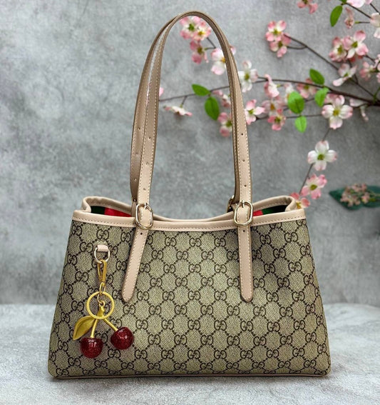 Gucci GG Emblem Tote Canvas Classic Beige 4